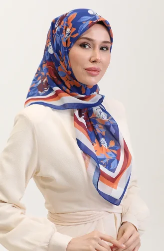 Desenli Pamuk Eşarp 2074-06 Saks Turuncu