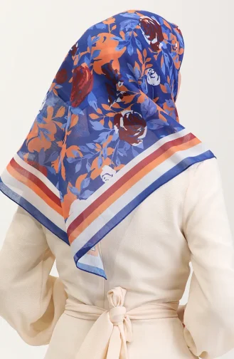 Desenli Pamuk Eşarp 2074-06 Saks Turuncu