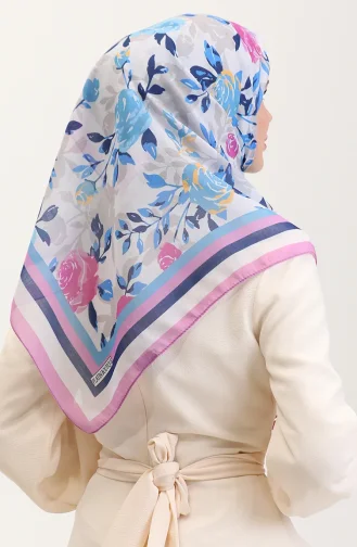 Gestreepte Katoenen Sjaal 2074-07 Roze Blauw 2074-07