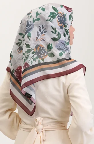 Gestreepte Katoenen Sjaal 2074-09 Grijs Pruim 2074-09