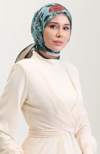 Gemusterter Baumwollschal 2074-10 Smaragdgrün Khaki 2074-10