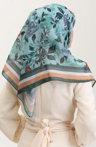 Gemusterter Baumwollschal 2074-10 Smaragdgrün Khaki 2074-10