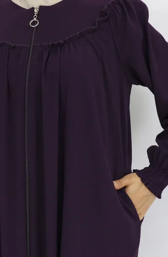 عباية بسحاب ورباط أمامي 6182-02 لون أرجواني 6182-02