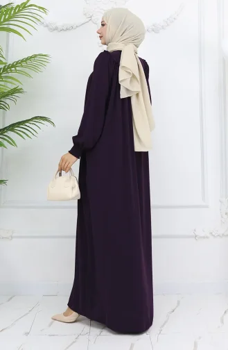 عباية بسحاب ورباط أمامي 6182-02 لون أرجواني 6182-02