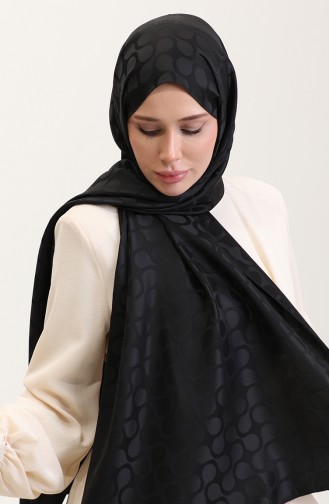 Bloom Desen Jakar Şal 90183-01 Siyah