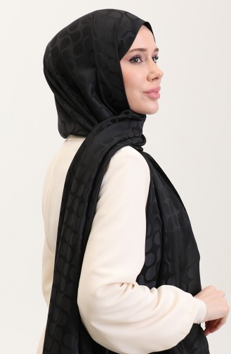 Bloom Desen Jakar Şal 90183-01 Siyah