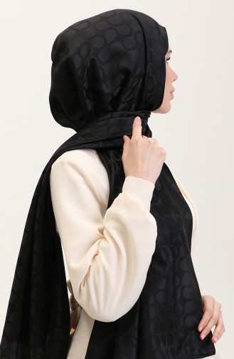 Bloom Desen Jakar Şal 90183-01 Siyah