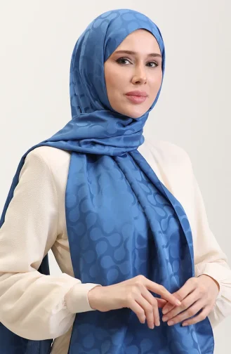 Bloom Desen Jakar Şal 90183-03 İndigo