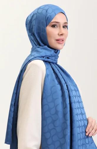 Bloom Desen Jakar Şal 90183-03 İndigo