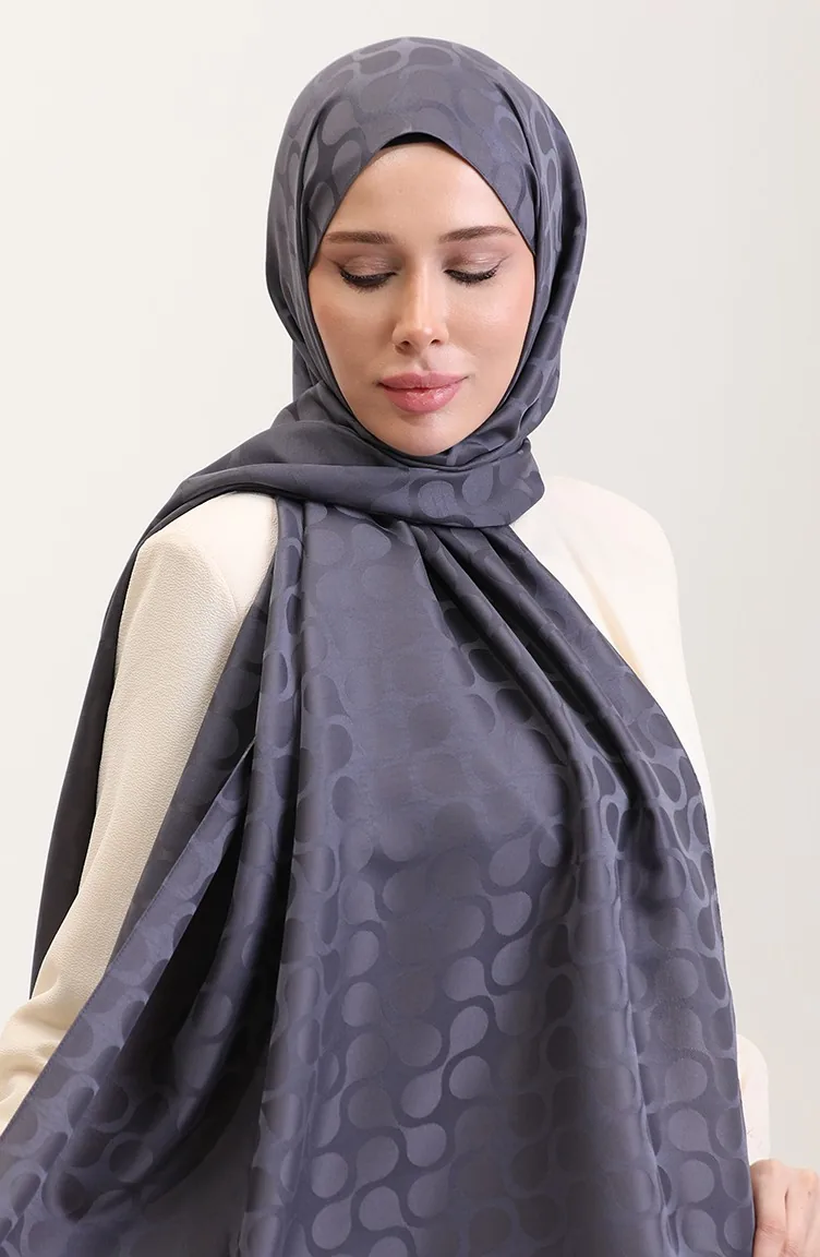 Bloom Pattern Jacquard Shawl 90183-07 Anthracite 90183-07