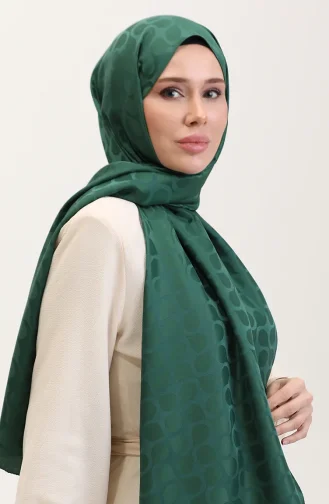 Bloom Desen Jakar Şal 90183-10 Zümrüt Yeşili