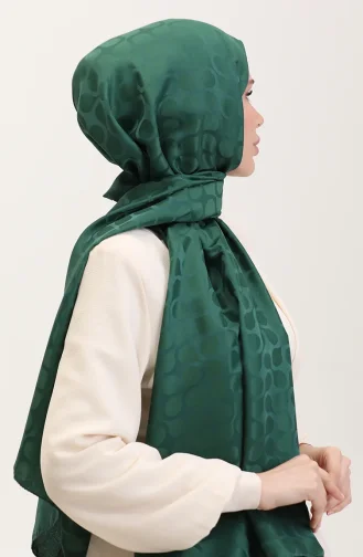 Bloom Desen Jakar Şal 90183-10 Zümrüt Yeşili