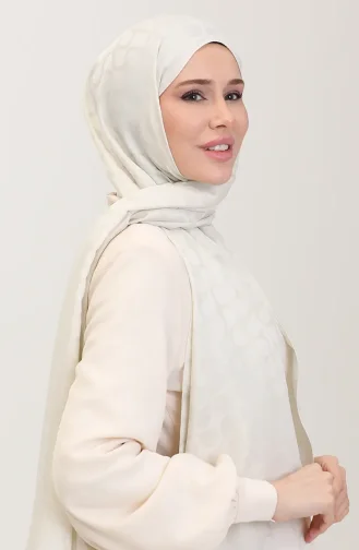 Bloom Desen Jakar Şal 90183-15 Kemik