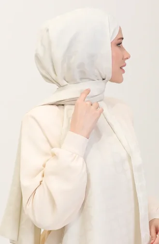 Bloom Desen Jakar Şal 90183-15 Kemik