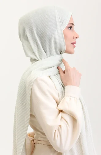 Çizgi Desenli Keten Şal 70286-03 Mint Yeşili