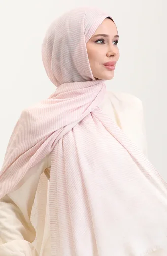 Çizgi Desenli Keten Şal 70286-04 Pembe