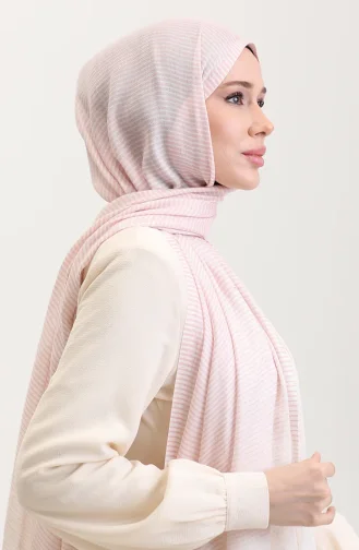 Çizgi Desenli Keten Şal 70286-04 Pembe