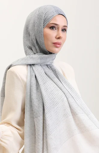 شال كتان مخطط منقوش 70286-05 أسود 70286-05