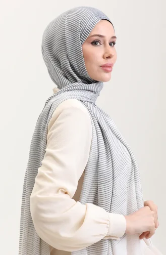 شال كتان مخطط منقوش 70286-05 أسود 70286-05