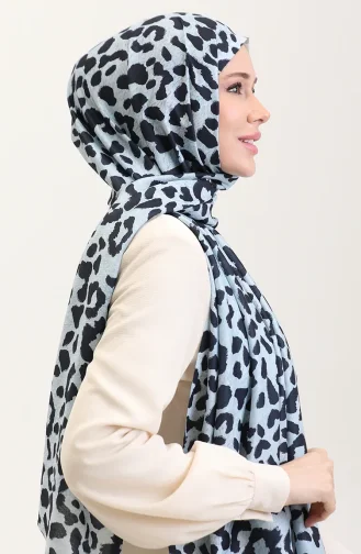 Leopar Desenli Şal 2076-02 Bebek Mavisi