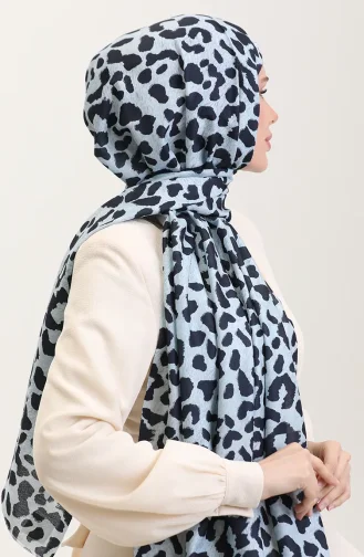 Leopar Desenli Şal 2076-02 Bebek Mavisi