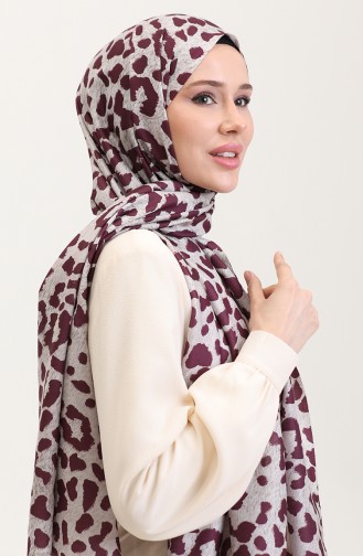 Leopar Desenli Şal 2076-05 Mürdüm