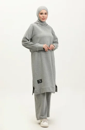 Dubbel Geregen Sport Tuniek Broek Tweedelig Pak 0002-01 Grijs 0002-01