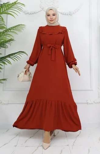 Aerobin Stoff Kleid Mit Rüschendetail 0023-06 Kachel 0023-06