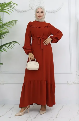 Aerobin Stoff Kleid Mit Rüschendetail 0023-06 Kachel 0023-06