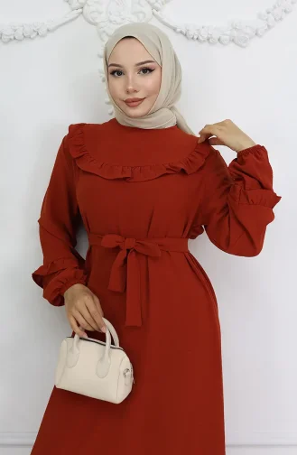 Aerobin Stoff Kleid Mit Rüschendetail 0023-06 Kachel 0023-06