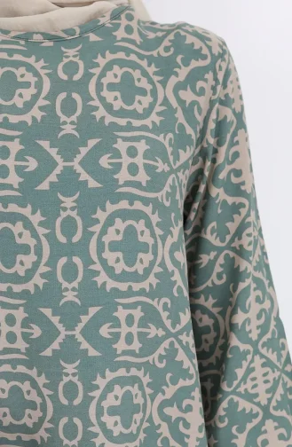 Viskon Kumaş Desenli Elbise 0036-01 Çağla Yeşili