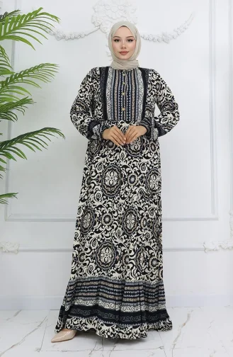 Viskon Kumaş Düğmeli Elbise 2005-01 Siyah