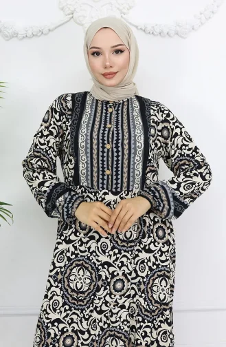 Viskon Kumaş Düğmeli Elbise 2005-01 Siyah