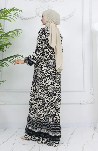 Viskon Kumaş Düğmeli Elbise 2005-01 Siyah