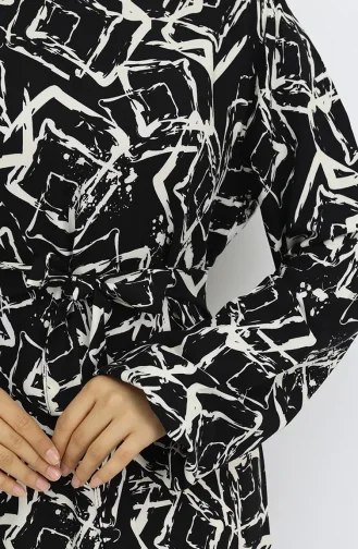 Viscose Fabric Elastic Sleeve Dress 2006-04 Black And White 2006-04