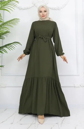 فستان بحزام من قماش بلماندو 2013-08 كاكي 2013-08