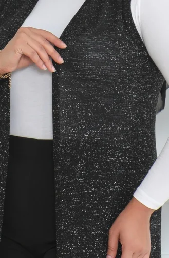 Glittery Flowy Seasonal Long Vest 8737A-01 Black 8737A-01