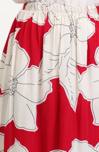 Viscose Fabric Elastic Waist Ruffle Skirt 2012E-02 Fuchsia 2012E-02