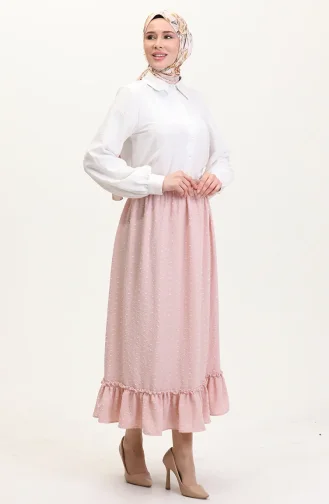 Viscose Stof Elastische Taille Ruche Rok 2012O-01 Poeder 2012O-01