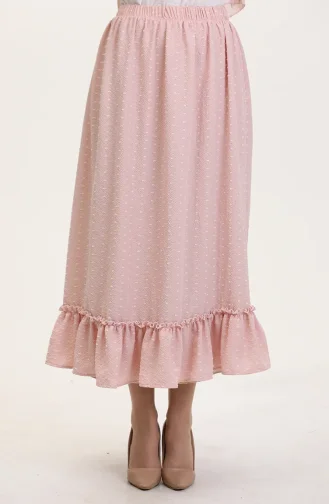 Viscose Stof Elastische Taille Ruche Rok 2012O-01 Poeder 2012O-01