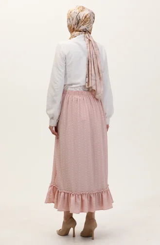 Viscose Stof Elastische Taille Ruche Rok 2012O-01 Poeder 2012O-01
