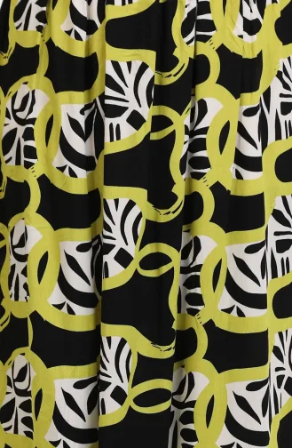 Viskon Kumaş Beli Lastikli Fırfırlı Etek 2012P-01 Siyah Yağ Yeşili