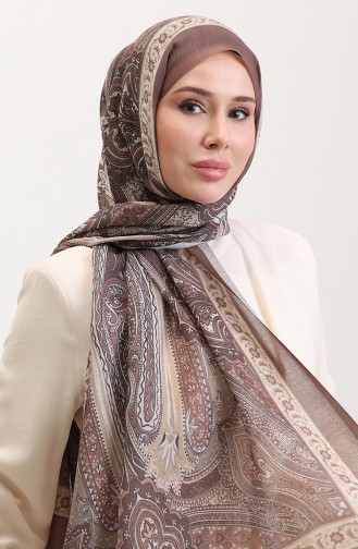 Etnik Desen Koton Şal 90184-11 Kahverengi Camel