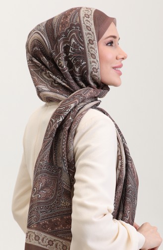 Etnik Desen Koton Şal 90184-11 Kahverengi Camel