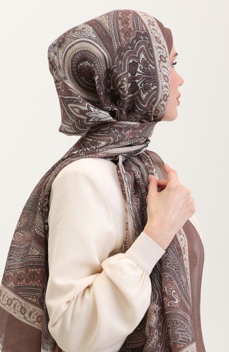 Etnik Desen Koton Şal 90184-11 Kahverengi Camel
