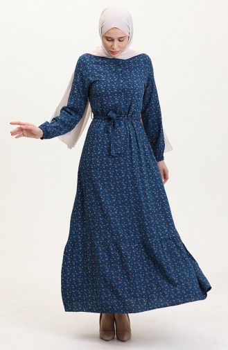 Robe Hijab Pétrole 4069-03
