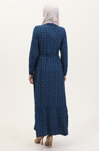 Robe Hijab Pétrole 4069-03