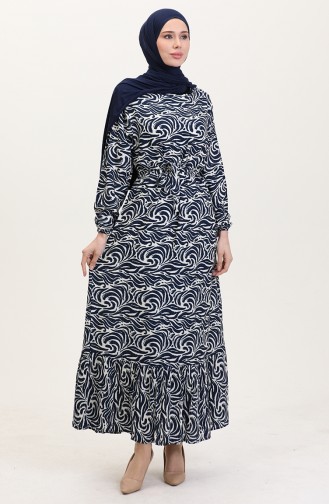 Navy Blue İslamitische Jurk 0038-01