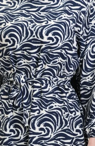 Viskose Stoff Rock Mit Rüschengürtel Kleid 0038-01 Marineblau 0038-01