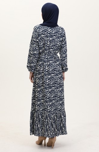 Navy Blue İslamitische Jurk 0038-01